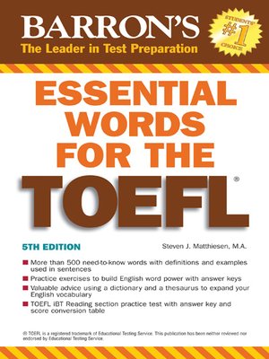 cover image of Essential Words for the TOEFL